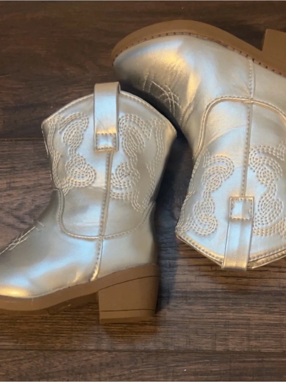 Silver Girls' Western Boots - Metallic Finish
